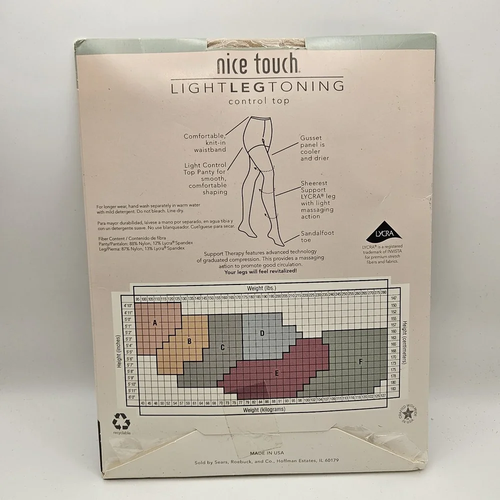 Nice Touch Light Leg Toning Control Top Sandalfoot Pantyhose Driftwood Size D